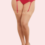 Sultry Red Lace Plus Size Suspender Garter Belt