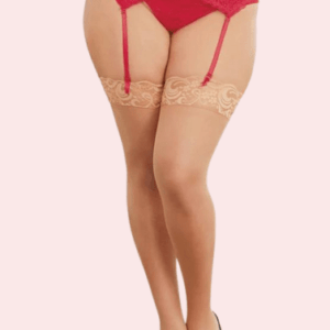 Sultry Red Lace Plus Size Suspender Garter Belt