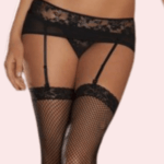 George Black Ruffled Mesh Lace Skirt Garter Belt