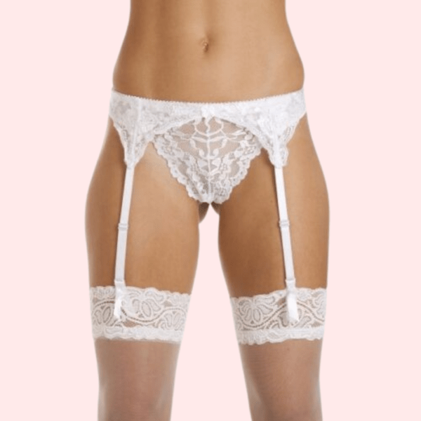 Silky White Lace Garter Belt for Women - Image 2