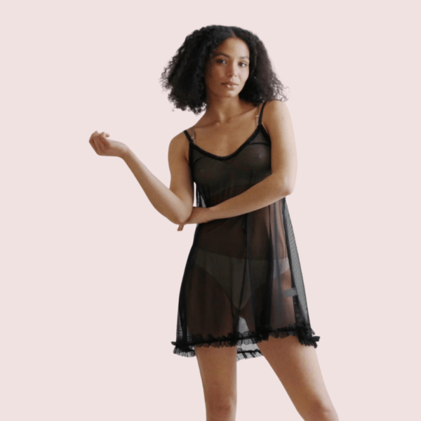 Plus Size Transparent Black Chemise - Image 3