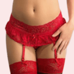 Floral Lace Crotchless Garter Belt Lingerie Set