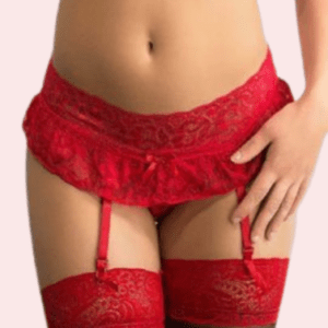 Floral Lace Crotchless Garter Belt Lingerie Set