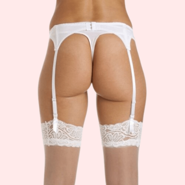 Silky White Lace Garter Belt for Women - Image 5
