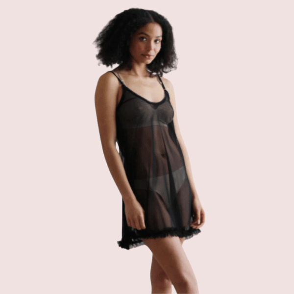 Plus Size Transparent Black Chemise - Image 4