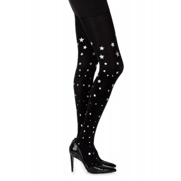Music Legs Spandex Opaque Pantyhose with Glitters - Black - Image 2