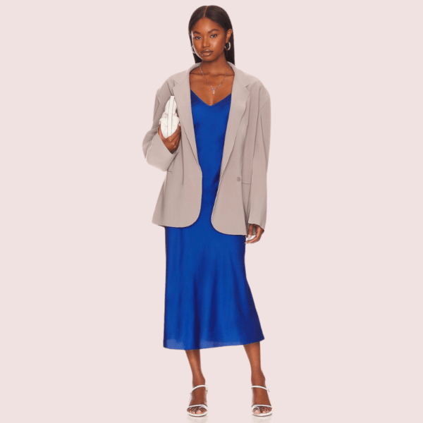 Glamorous Blue Satin Slip Midi Dress - Image 4
