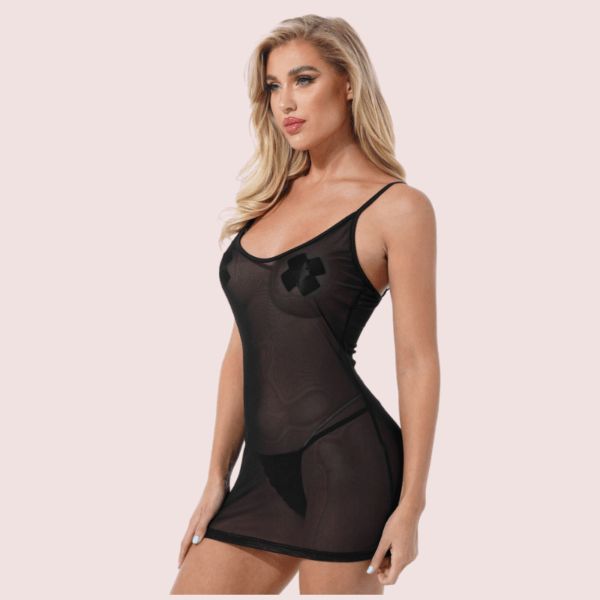 Sexy see through black mesh Chemise - Image 6