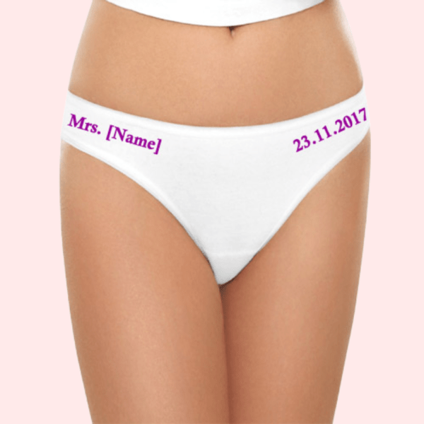Mrs. New Name Hot Purple Print Cotton Bikini Panty - Image 2