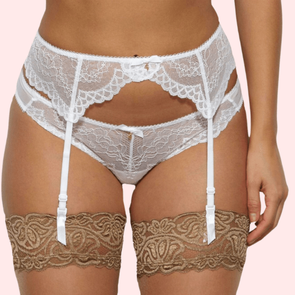 Plus Size Lace Mesh Garter & Thong Set - Image 3