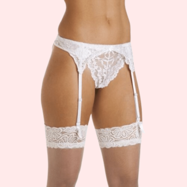 Silky White Lace Garter Belt for Women - Image 3