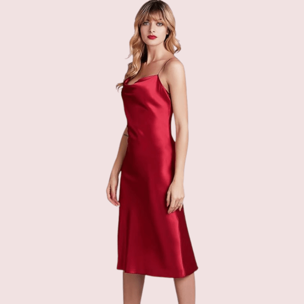 Elegant Cowl Neck Silk Nightgown for Comfort - Image 5
