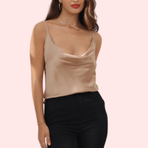 Stylish Cowl Neck Silk Camisole Tank Top